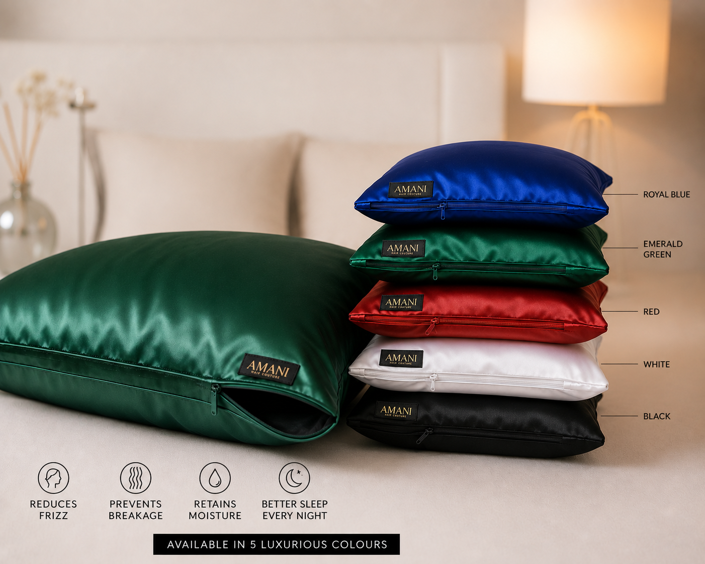 Zipped Satin Pillowcase Set